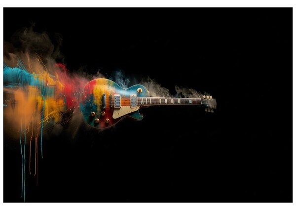Tapeta kolorowa gitara na czarnym tle