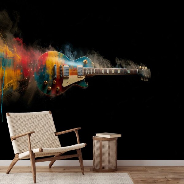 Tapeta kolorowa gitara na czarnym tle