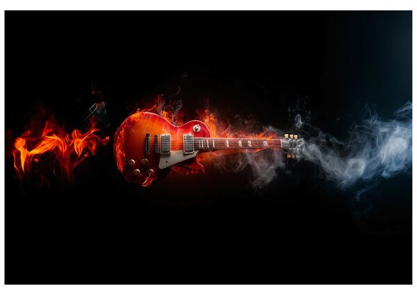 Fototapeta płonąca gitara elektryczna w dymie