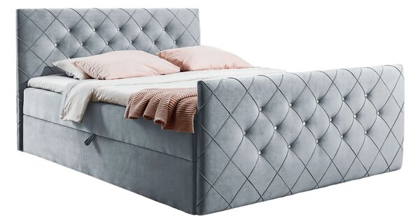 Jasnoszare welurowe łóżko glamour 5 rozmiarów S1-E85