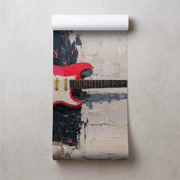Fototapeta czerwona elektryczna gitara na abstrakcyjnym tle