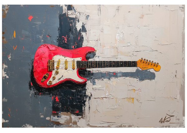 Fototapeta czerwona elektryczna gitara na abstrakcyjnym tle