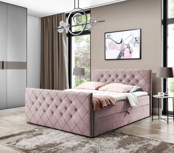 Różowe łóżko kontynentalne w stylu glamour 5 rozmiarów F9-P12