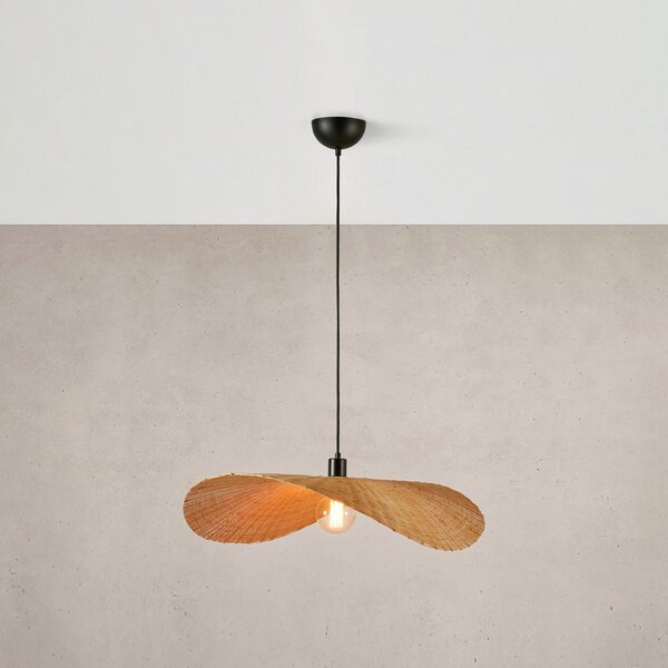 Lampa Wisząca Markslöjd, Rayo, ściemnialny, drewniany, salon, bambus, boho