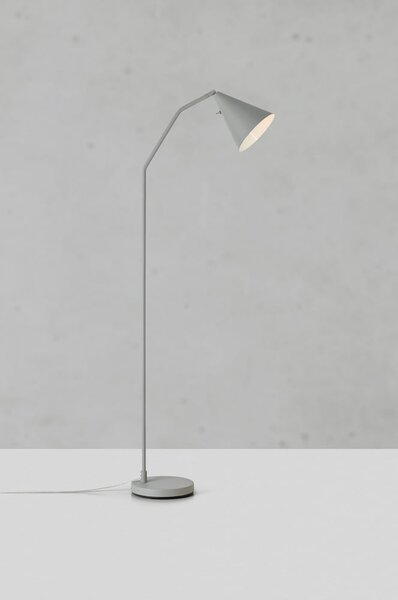 Szara lampa stojąca LED ze ściemniaczem i metalowym kloszem (wysokość 144 cm) Funil – Markslöjd