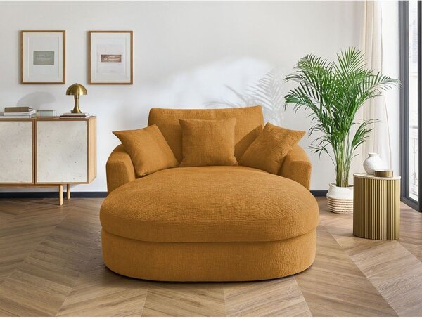 Żółty fotel z tkaniny szenilowej Belem – Bobochic Paris