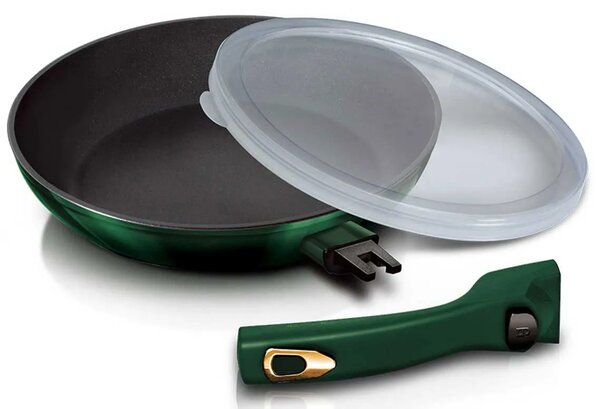 Zielona patelnia z odpinaną rączką i pokrywką 24cm F0-W21