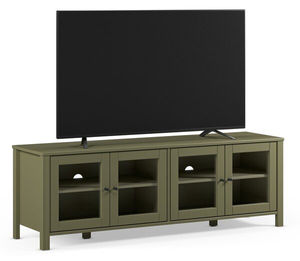 Zielona szafka pod TV z litego drewna sosnowego 150x50x40 cm Alessandra – Marckeric