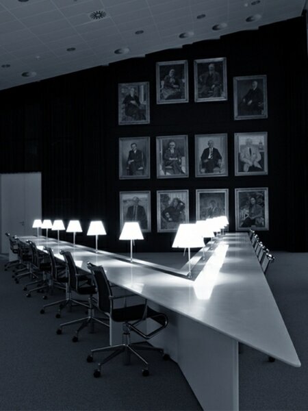 Lampa Stołowa Luceplan, ściemnialny, brąz rdzawy, salon, aluminium