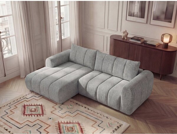 Jasnoszary narożnik (lewostronny/z szezlongiem) Nesty – Bobochic Paris