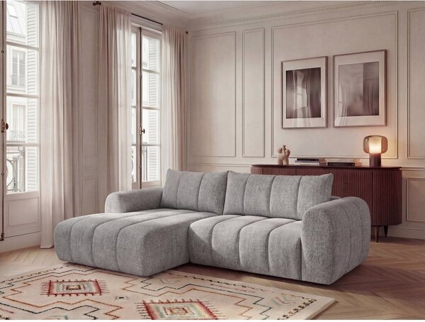 Jasnoszary narożnik (lewostronny/z szezlongiem) Nesty – Bobochic Paris