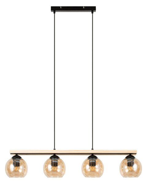 Lampa Wisząca Lindby, Enrique, ściemnialny, drewniany, salon, szkło, nowoczesny