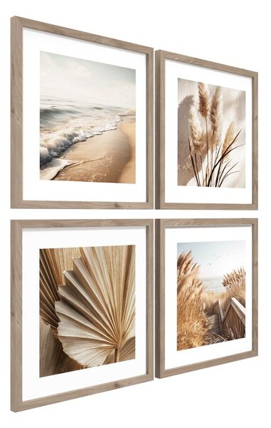 Obrazy zestaw 4 szt. drukowane z ramą w zestawie 30x30 cm Boho Dreams – Styler