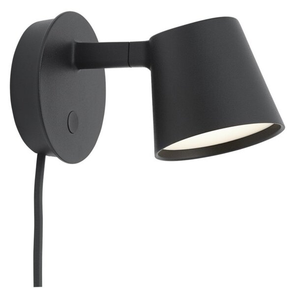 Lampa Ścienna Muuto, ściemnialny, czarny, salon, aluminium