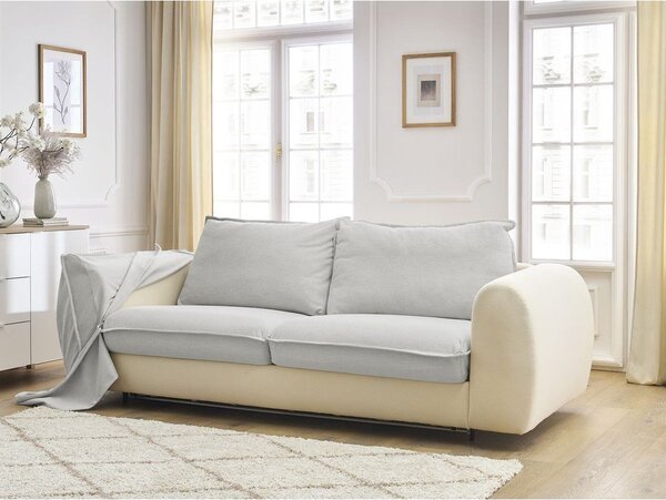 Jasnoszara sofa do spania/rozkładana 216 cm Archimede – Bobochic Paris