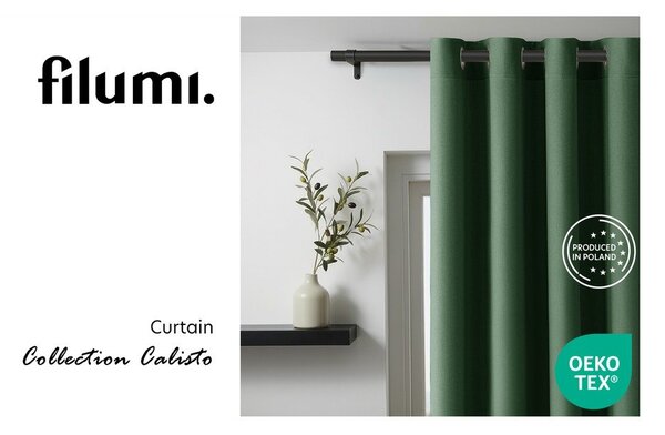 Ciemnozielona zasłona częściowo zaciemniająca (dimout) 200x250 cm Calisto – Filumi