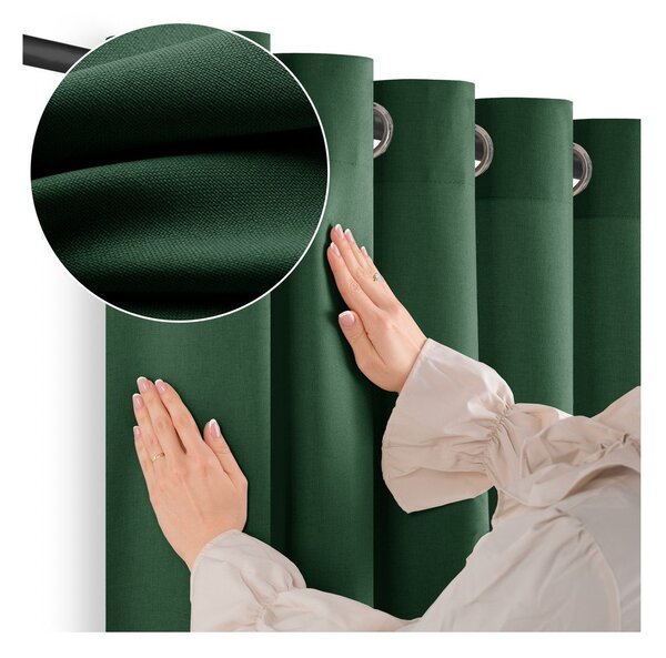 Ciemnozielona zasłona częściowo zaciemniająca (dimout) 200x250 cm Calisto – Filumi