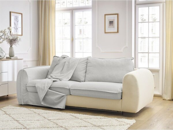 Jasnoszara sofa do spania/rozkładana 216 cm Archimede – Bobochic Paris