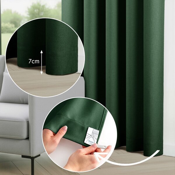 Ciemnozielona zasłona częściowo zaciemniająca (dimout) 200x250 cm Calisto – Filumi