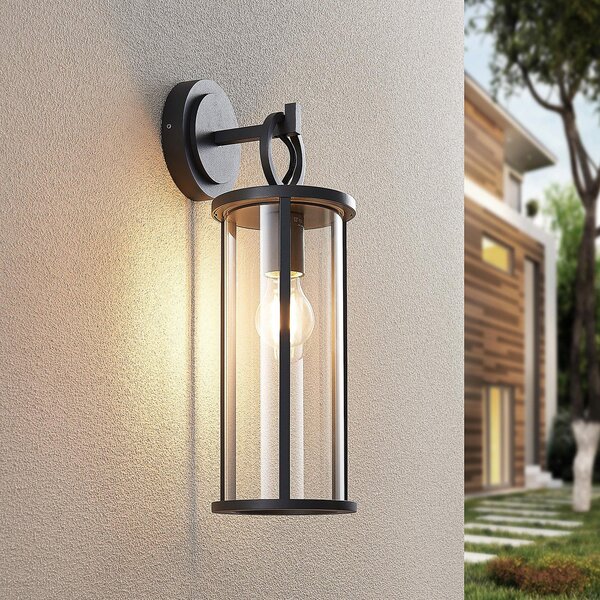 Zewnętrzna Lampa Lucande, Emmeline, ściemnialny, czarny, balkon, metal, nowoczesny