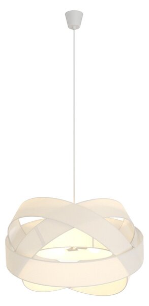 Lampa Wisząca Lindby, Simaria, ściemnialny, biały, salon, tkanina | tekstylia, nowoczesny