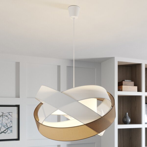 Lampa Wisząca Lindby, Simaria, ściemnialny, brąz rdzawy, salon, tkanina | tekstylia, nowoczesny