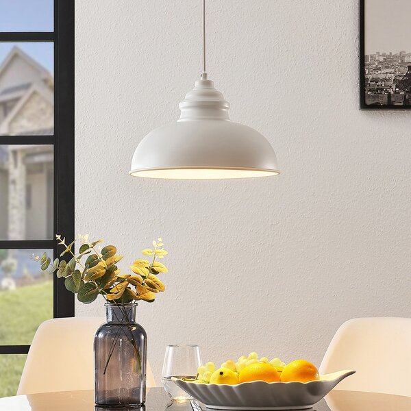 Lampa Wisząca Lindby, Cliona, ściemnialny, biały, salon, metal, vintage