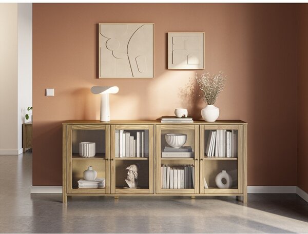 Witryna z litego drewna sosnowego w naturalnym kolorze 186x80x40 cm Alessandra – Marckeric
