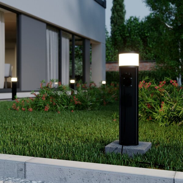 Zewnętrzna Lampa Lucande, Corban, ściemnialny, czarny, taras, aluminium, nowoczesny