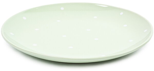 Ceramiczny talerz płytki w kropki, zielony