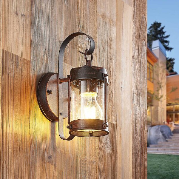 Zewnętrzna Lampa Lindby, Farly, ściemnialny, brąz rdzawy, balkon, metal, dworkowy | rustykalny