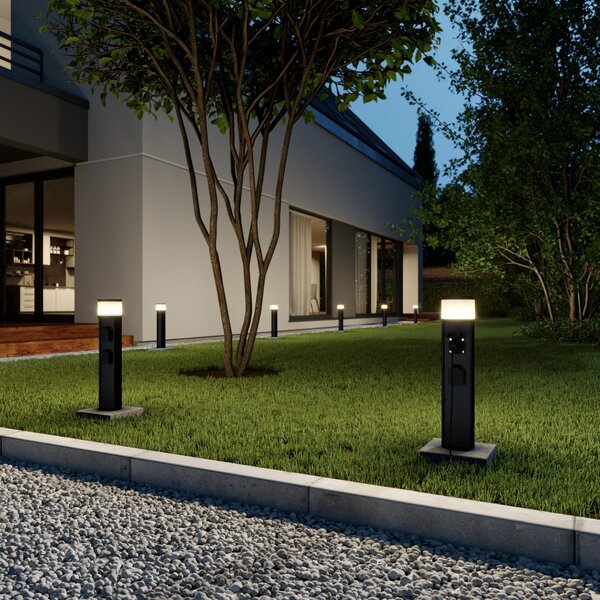 Zewnętrzna Lampa Lucande, Corban, czarny, taras, aluminium, nowoczesny