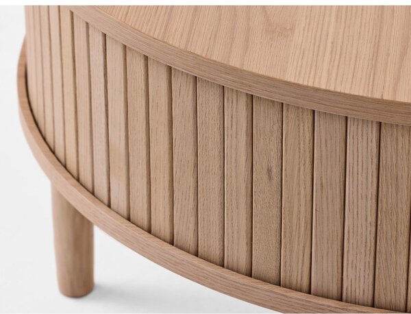 Okrągły stolik w dekorze dębu w jasnym naturalnym kolorze ø 85 cm Meta – Unique Furniture