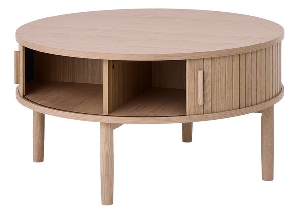 Okrągły stolik w dekorze dębu w jasnym naturalnym kolorze ø 85 cm Meta – Unique Furniture