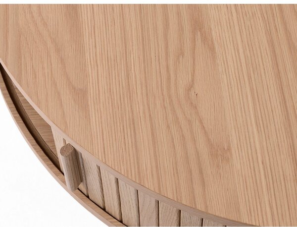 Okrągły stolik w dekorze dębu w jasnym naturalnym kolorze ø 85 cm Meta – Unique Furniture