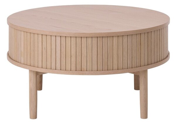 Okrągły stolik w dekorze dębu w jasnym naturalnym kolorze ø 85 cm Meta – Unique Furniture
