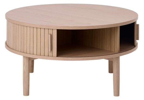 Okrągły stolik w dekorze dębu w jasnym naturalnym kolorze ø 85 cm Meta – Unique Furniture