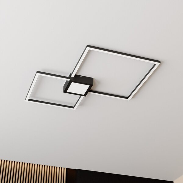 Lampa Sufitowa Lindby, Duetto, ściemnialny, czarny, salon, metal, nowoczesny