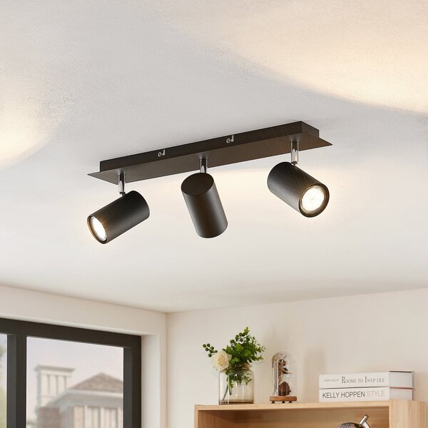 Lampa Sufitowa Lindby, Joffrey, ściemnialny, czarny, salon, metal, nowoczesny
