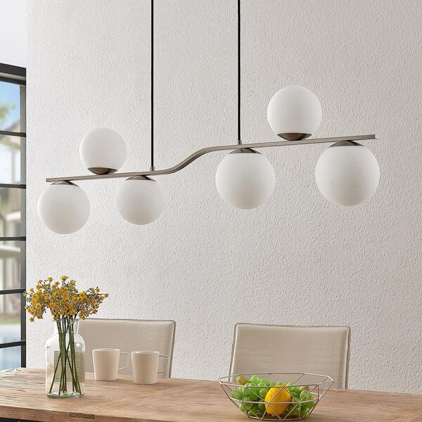 Lampa Wisząca Lindby, Avalyn, ściemnialny, metaliczny, salon, szkło, nowoczesny