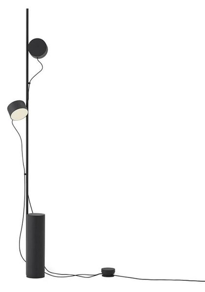 Lampa Podłogowa Muuto, ściemnialny, czarny, salon, metal