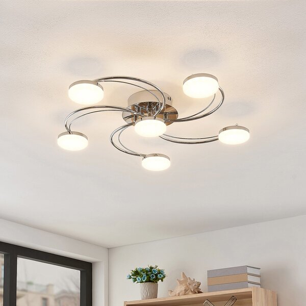 Lampa Sufitowa Lindby, Rouven, metaliczny, salon, metal, nowoczesny