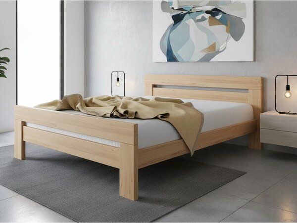 Łóżko dwuosobowe z litego drewna bukowego ze stelażem 180x200 cm w naturalnym kolorze Fiorentino – B.E.S