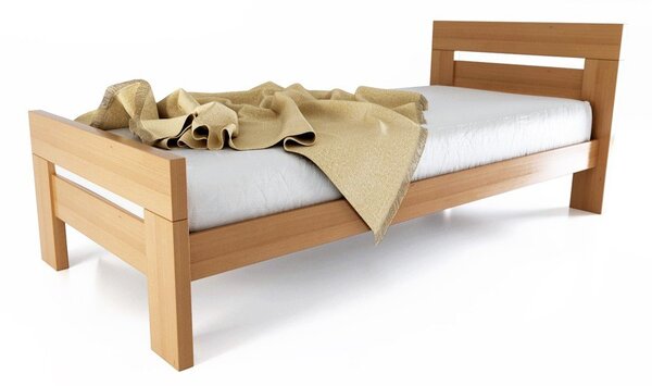 Łóżko jednoosobowe z litego drewna bukowego ze stelażem 90x200 cm w naturalnym kolorze Fiorentino – B.E.S