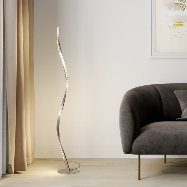 Lampa Podłogowa Lindby, Criostal, ściemnialny, metaliczny, salon, aluminium, nowoczesny