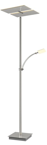 Lampa Podłogowa Lucande, Parthena, ściemnialny, szary, salon, metal, nowoczesny