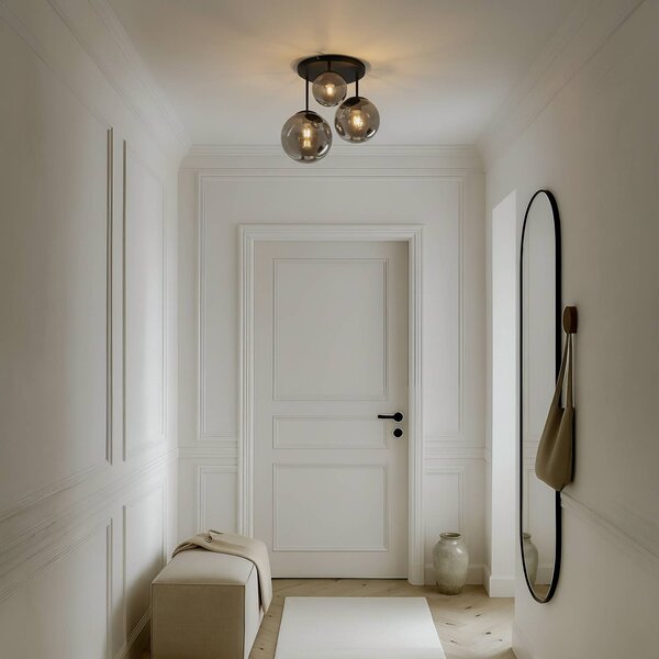 Lampa sufitowa Teeja Lindby, możliwość ściemniania, czarny, salon / jadalnia, szkło, nowoczesny