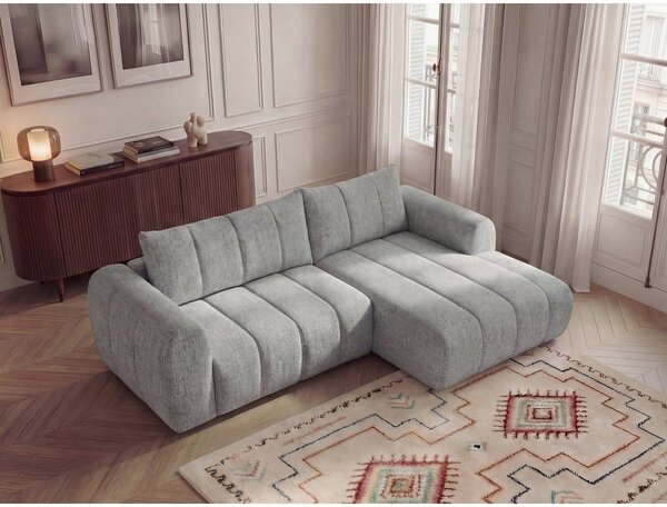 Jasnoszary narożnik (prawostronny/z szezlongiem) Nesty – Bobochic Paris