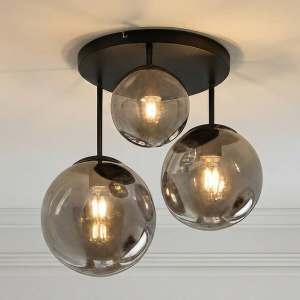 Lampa sufitowa Teeja Lindby, możliwość ściemniania, czarny, salon / jadalnia, szkło, nowoczesny