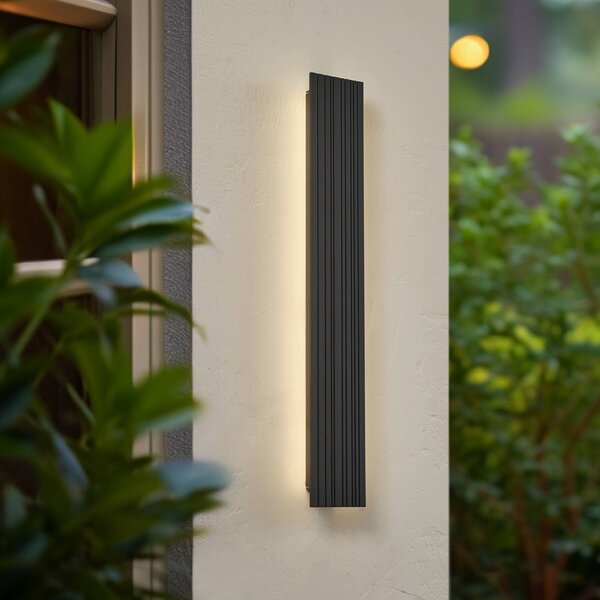 Kinkiet zewnętrzny LED Melira Lucande, czarny, aluminium, nowoczesny